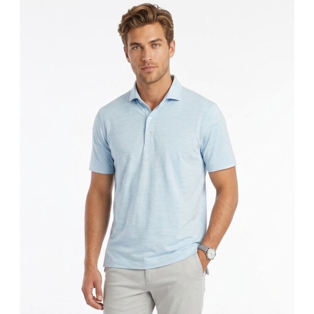 Johnnie-O Huron Polo Shirt Mens Medium Prep-Formance Blue Lightweight Stretch